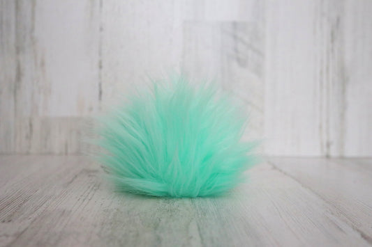 Mint Faux Fur Pom Pom