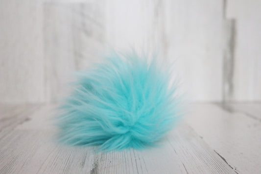 Sea Blue Faux Fur Pom Pom