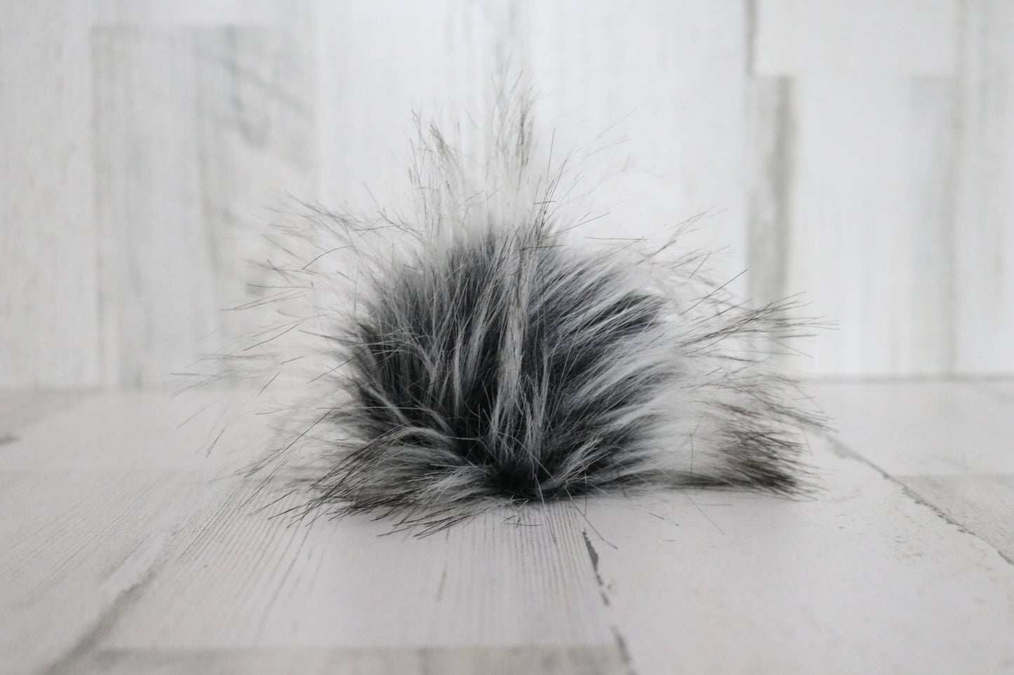 Gray & Black Faux Fur Pom Pom
